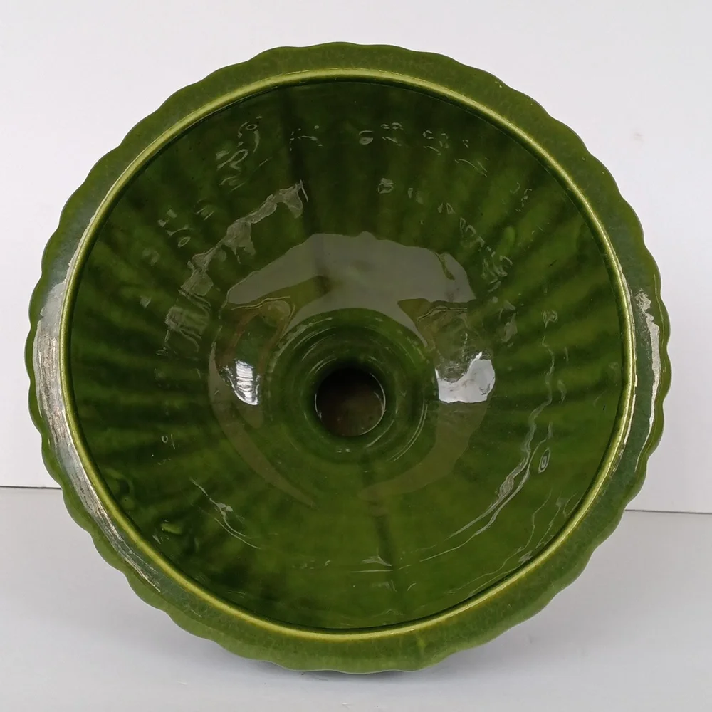 Haeger Pottery Green Ceramic Vase Footed Base USA